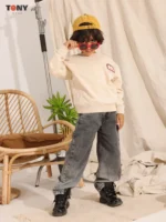 Boys Summer Cotton Retro M Crewneck: 2 Trendy Styles