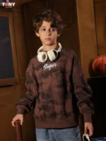 تيشيرت قطني صيفي للأولاد بياقة دائرية مزينة بشعار مميز: 3 أنماط مريحة