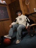 هودي قطن صيفي للأولاد بشعار هندسي: 3 أنماط رياضية