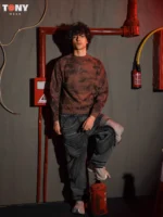 تي شيرت صيفي للأولاد بقلنسوة قطنية مع شعار: نمطان رياضيان