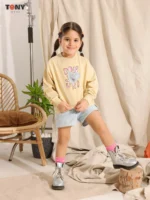 Little Girls Summer Cotton Bonjour Crewneck: 3 Chic Styles