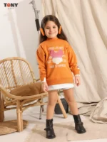 Little Girls Summer Cotton Gradient Crewneck: 3 Bold Styles