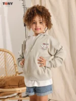 Little Girls Summer Cotton Mock Layer Hoodie: 3 Cute Styles - Image 4