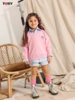 Little Girls Summer Cotton Mock Layer V-Neck: 3 Preppy Styles - Image 3