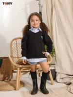 Little Girls Summer Cotton Mock Layer V-Neck: 3 Preppy Styles - Image 4