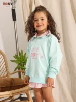 Little Girls Summer Cotton Half-Zip: 3 Cute Layered Looks - Image 2