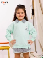 Little Girls Summer Cotton Mock Layer Sweatshirt: 3 Preppy Styles