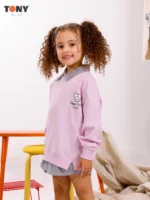 Little Girls Summer Cotton Mock Layer Sweatshirt: 3 Preppy Styles - Image 4